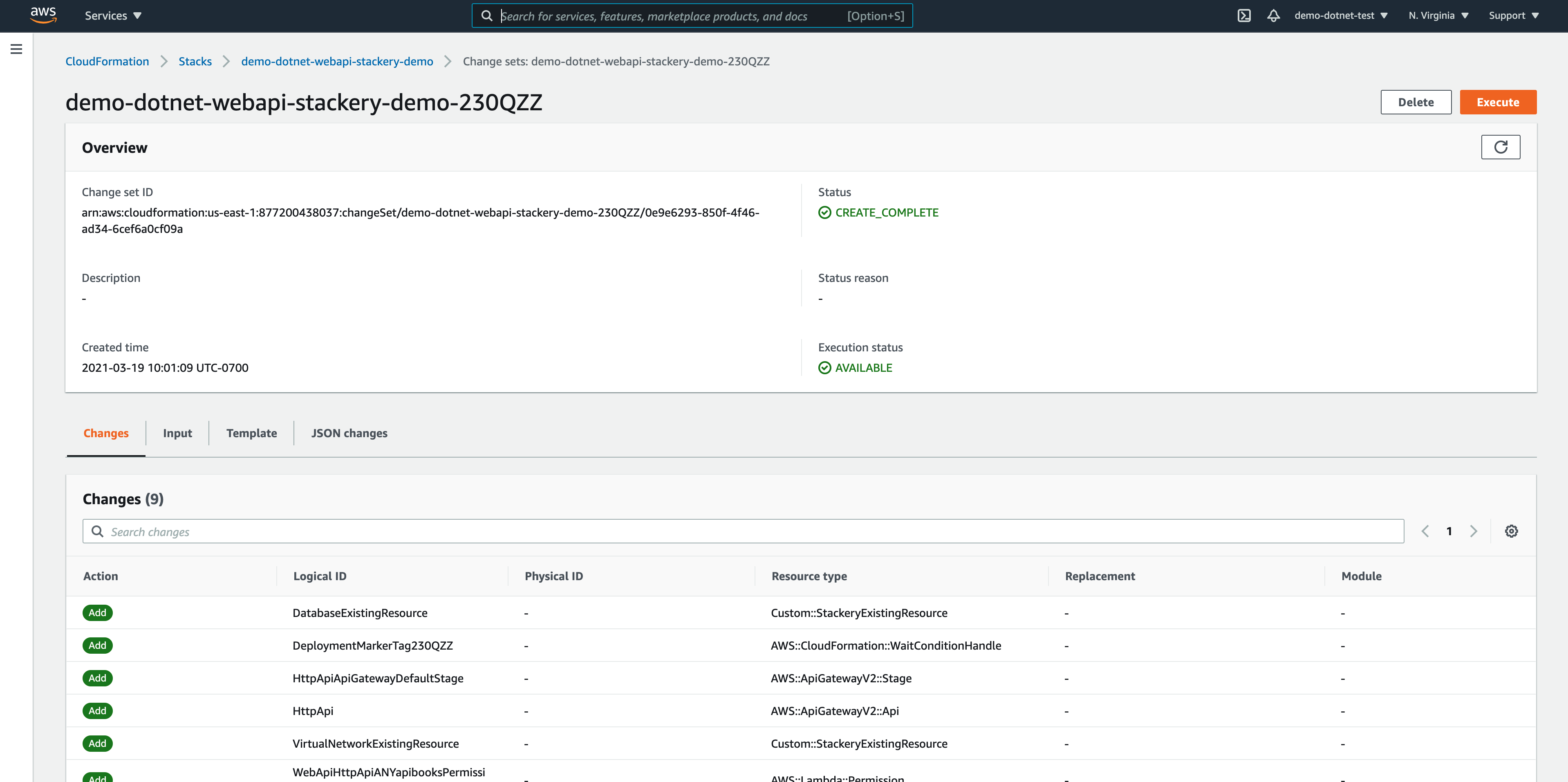 CloudFormation Change Set