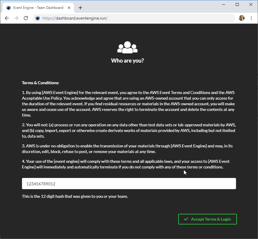 Login to Event Engine