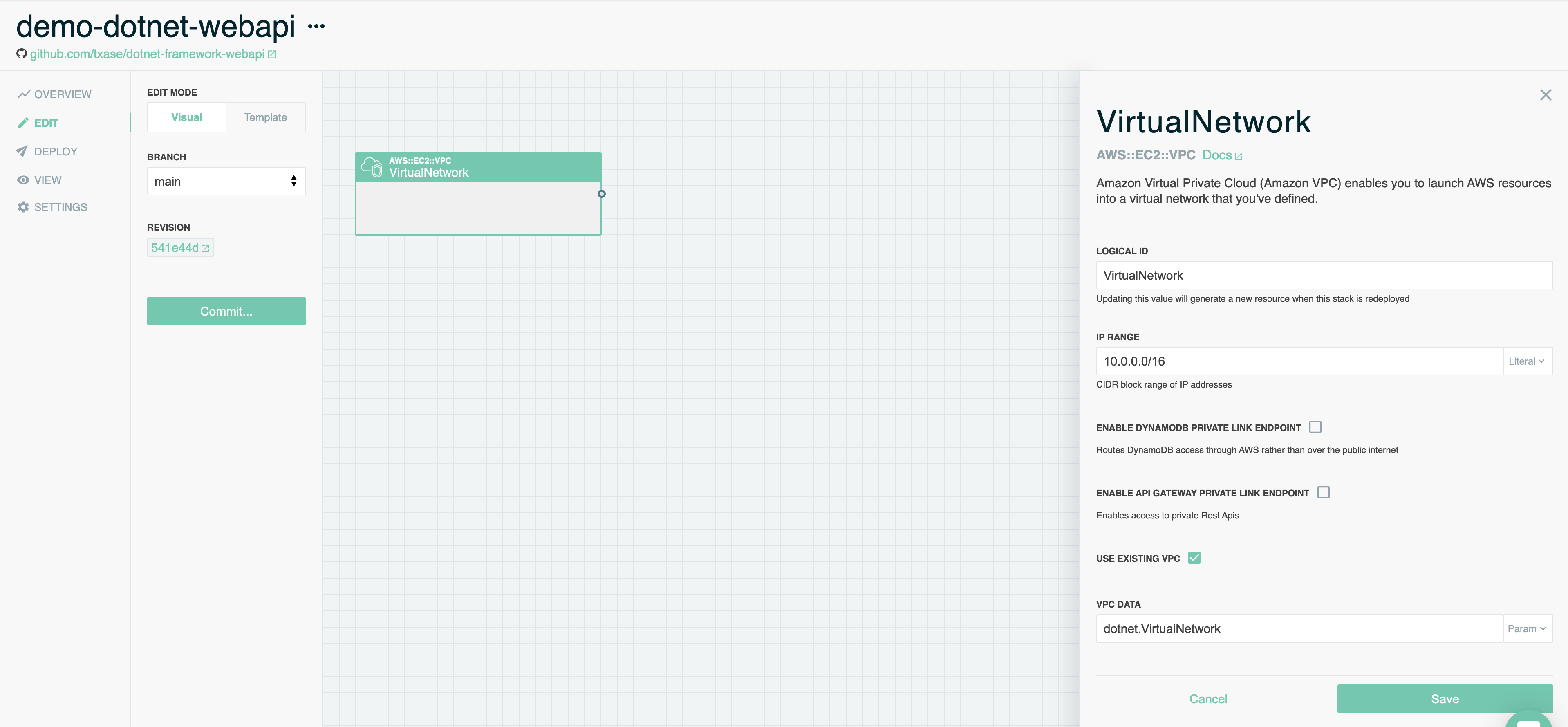 Virtual Network Settings